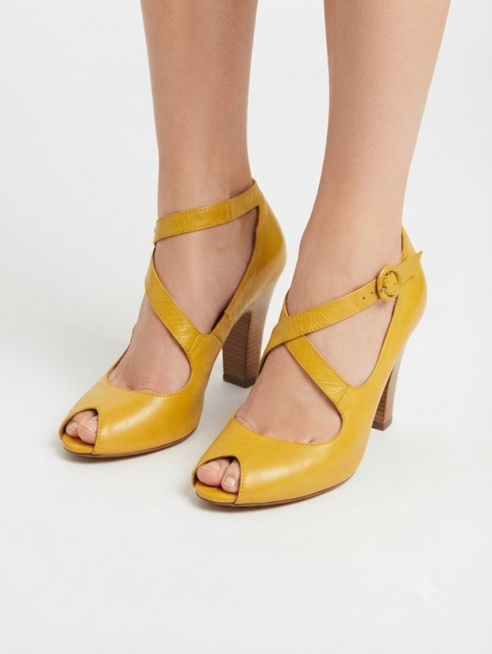 Jeffrey Campbell Yellow Peep-Toe Strappy High Heel Pump Size 6.5